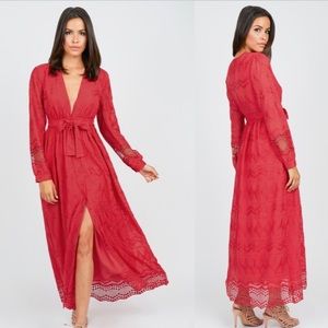 Olivia Culpo Red Embroidered Dress